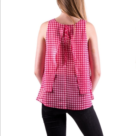Anthro Lilis Closet August Pink Gingham Tank Top - Picture 5 of 8